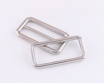 Slide Schnalle Gürtelschnalle Tasche Schnalle rechteckige Einsteller Schnalle mit Rechteck Ringe Geldbörse Schleife 32/40mm hohe Qualität Silber 4sets