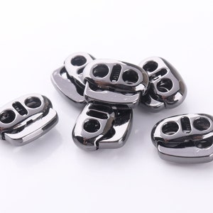 Mini Cord Stopper Flat Rope Lock Spring Lock Cord Lock Double Barrel Metal Toggle Lock 3mm hole gunmetal 6pcs