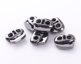 Mini Cord Stopper Flat Rope Lock Spring Lock Cord Lock Double Barrel Metal Toggle Lock 3mm hole gunmetal 6pcs