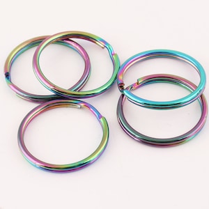10pcs 25mm Split Key Ring Rainbow keyrings large split ring Open Jump Rings key chain Key Fob Keyring Findings