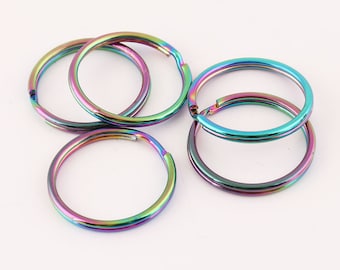 10pcs 25mm Split Key Ring Rainbow keyrings large split ring Open Jump Rings key chain Key Fob Keyring Findings