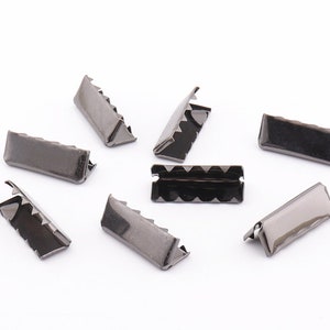 1&quot;(25mm) Gunmetal Ribbon End Clamp Cord Crimps End Caps Ribbon Crimp Cord End caps Ribbon End Cap Crimp Beads