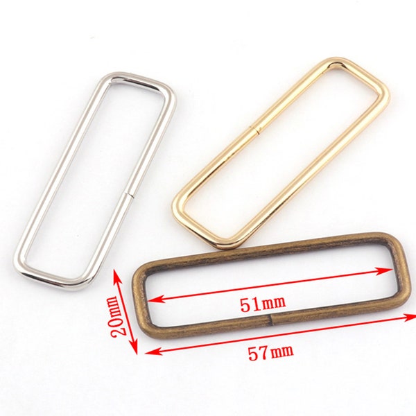 Silver/Gold/Bronze Rectangle Rings,square rings,Rectangular Wire Loops for 2" Webbing,Purse Handbag,Silver Rectangle Buckle,Hardware Handbag