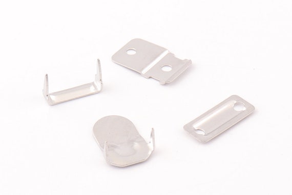 100 Sets 17mm Silver Metal Hook and Eye Closures Sewing Hooks and Eyes for Bra and Clothi