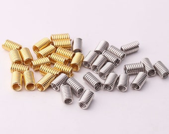 50pcs Silver Gold Coil Crimp Ends Coil End Crimp Fasteners Spring Coil Crimp Ends for DIY Jewelry Making Necklace Crimp Bracelet Crimps
