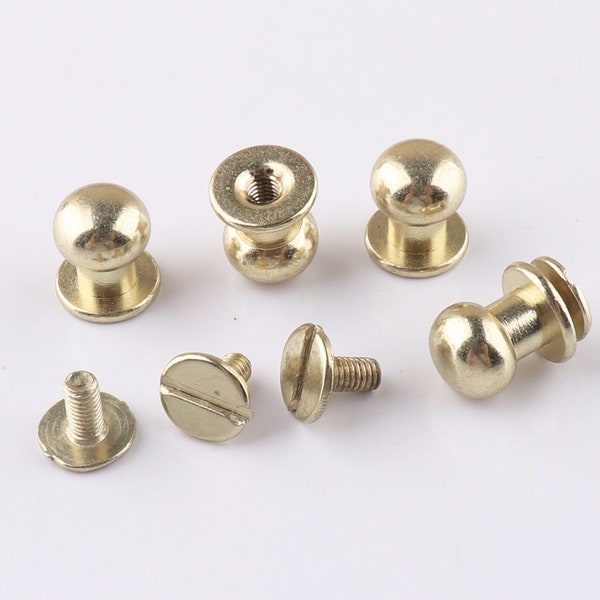 Binding Screws Nail Rivets Chicago Screws Album Leather Craft Screws Leather Craft Belt bag hardware Solid golden 10pcs