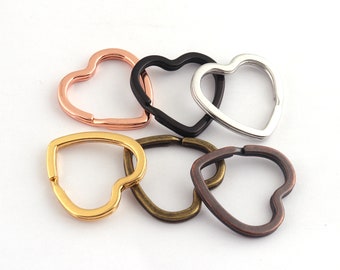 10pcs Silver Heart Split Keyrings Love Key chain Key fob keyring Key Ring Charm Keychain split ring Keyring findings