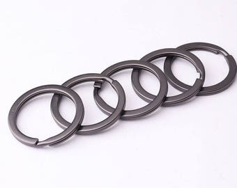 28mm Round Split Key Ring Gunmetal Split Keyrings Large Split Rings Double Loops keyring Flat Key rings keychain ring Split Keyring Findings