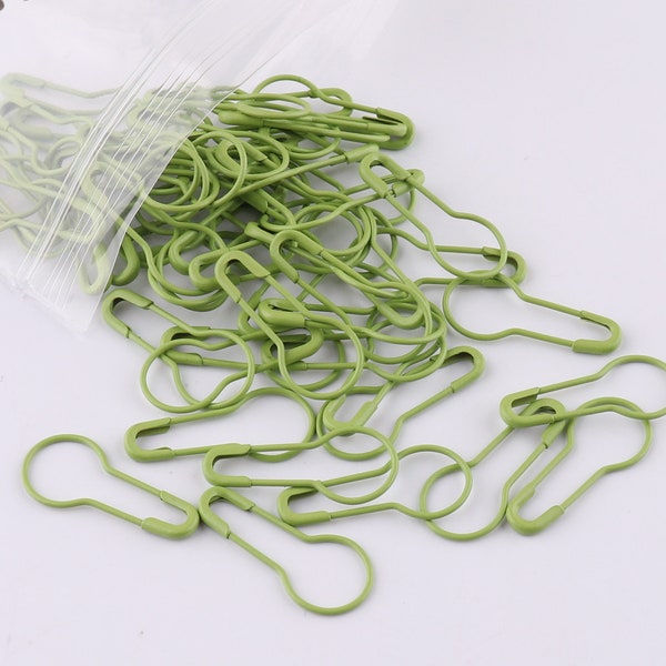 Safety Pins Green Coiless Safety Pins Bulb Safety Pins Pear safety pins knitting pin Removable Stitch Markers 100/500pcs