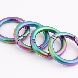 Rainbow spring gate ring o-rings metal o rings spring ring clasp push gate o rings Push Snap Hooks 28mm(od)