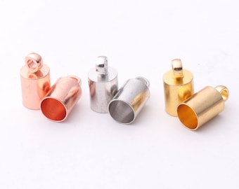 30pcs Cord End Caps Tubes Cord Crimp Ends Metal end Cap connectors Jewelry Findings Fit for 4mm Cords