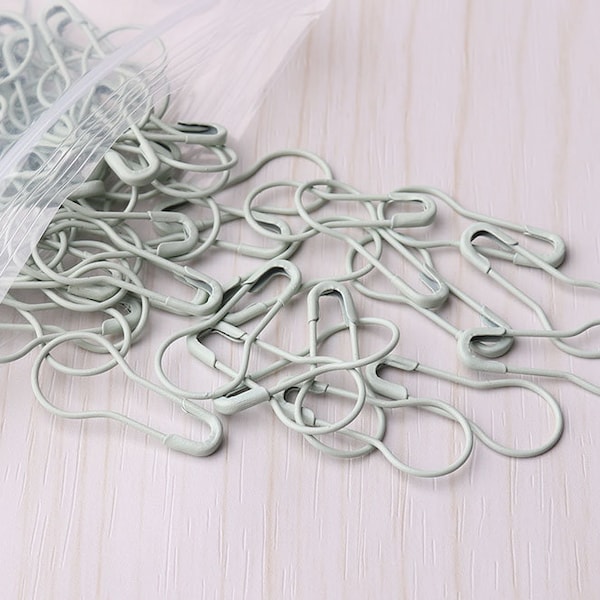 100pcs Safety Pins Shallow lake green Bulb Safety Pins Coiless Safety Pins Pear safety pins knitting pin Removable Stitch Markers