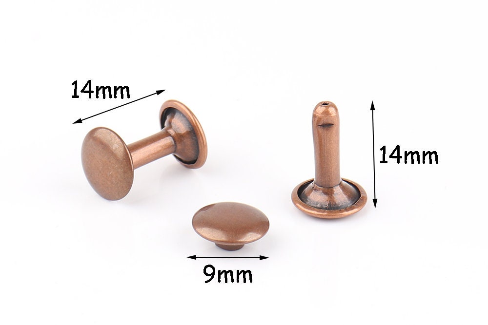 SelfTek 20Pack Copper Rivets and Burrs (14mm and 19mm) with 2Pcs Punch  Rivet Tool for Belts, Bags, Collars, Leather-Crafting, Bracelets