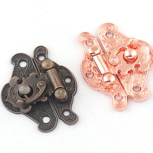 Wooden box lock,38mmx30mm Antique lock,Vintage lock,Kiss lock,Rose Gold/Antique bronze jewelry box lock,Latch lock,Clutch lock-2 sets