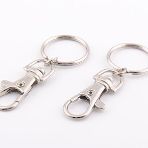 10pcs Silver Keychains Lobster clasp with Split Keyrings Swivel hook key chain clasp Keychain Key Ring With Lobster Swivel Clasps