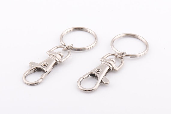 10pcs Silver Keychains Lobster Clasp With Split Keyrings Swivel