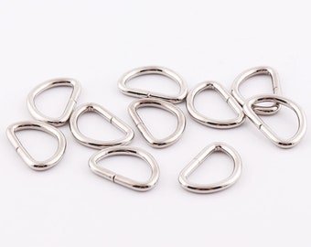 50/200pcs silver D rings 3/8&quot;(10mm) Small D Ring metal d-rings Jump ring Strap ring Purse rings d ring for diy Jewelry making