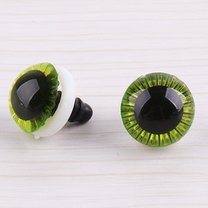 10pcs Green Amigurumi Animals Eyes 15mm Toy Safety Eyes Plastic Eyes Round safety eye craft eyes Doll Eyes With Washers