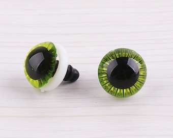 10 st gröna Amigurumi djurögon 15 mm leksakssäkerhetsögon plastögon runda säkerhetsögon pysselögon dockögon med brickor
