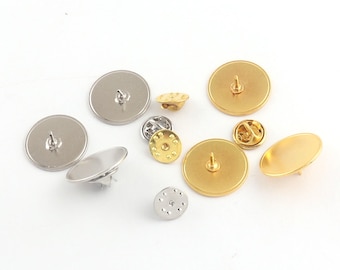 10/30/50 juegos de alfileres de corbata en blanco de latón plateado/dorado, broches de insignia, almohadillas de agarre con cierre de mariposa, 22 mm x 9 mm