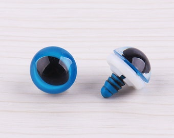 5ペア 15 mm ブルー アミグルミ アイ クリア 安全アイ プラスチック アイ 丸型 安全アイ おもちゃ アイ 人形 アイ ワッシャー付き
