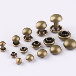 Bronze Rivets Rapid Rivets Double Cap Rivets Round Nailheads Leathercraft Rivet Fasteners for Belt Bags Shoes Vintage 100pcs