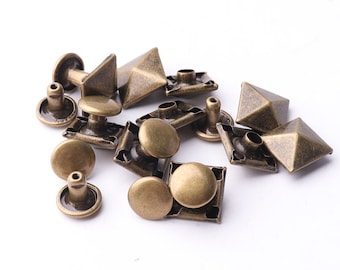 Trimming Shop - Borchie con Rivetto diamantato, 10 mm, per Abbigliamento, Fai da Te, Artigianato in Pelle, Borse, Cinture, riparazioni, Metallo, Blu Notte, 10 Pezzi