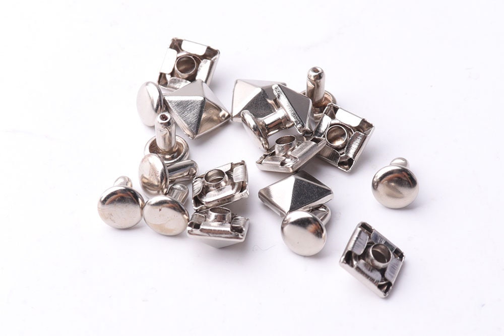 Pyramid Rivet Snap 30pcs Pyramid Rivets Studs 7mm 12mm 15mm 17mm Rapid Rivets Punk Rock ...