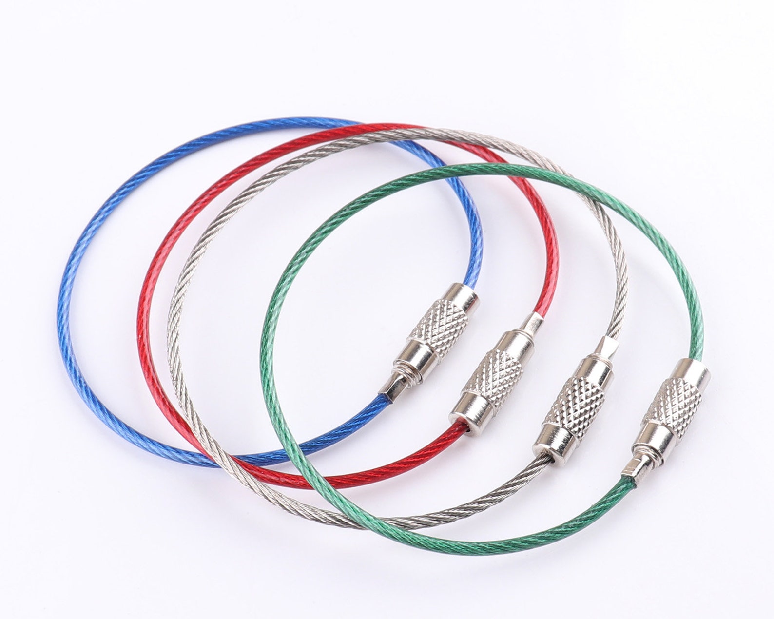 Wire Keychain Locking Wire Cable Key Ring Wire Mixed Color Etsy