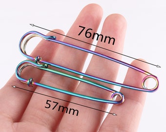 Rainbow Safety Pins Large Sewing Pins for Knitting and Crochet Stitch  Makers Metal Charms Safety Pins-8pcs 