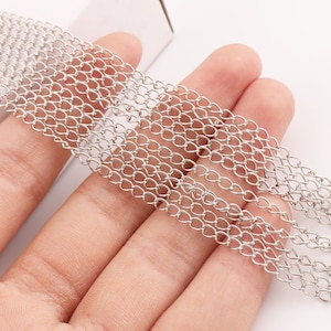 Silver Flat Cable Chain silver chain beaded chains body chains for necklace jewelry making Oval Link Bulk Necklace Chain