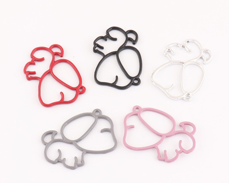 Dog pendant Metal frame pendant Charm Earring Charm Bracelet Charm Jewelry Charm Craft Supplies Pendant Findings 4pcs