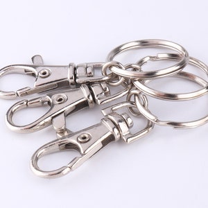 Keychains Lobster Clasp With Split Keyrings Swivel key chain clasp Keychain Key Ring With Lobster Swivel Clasps Silver 25pcs