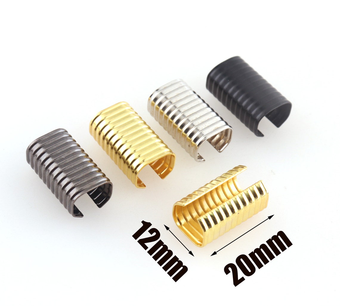 Negro Crimp Cord End Caps without loop 20mm 12mm cinta Crimp Etsy España