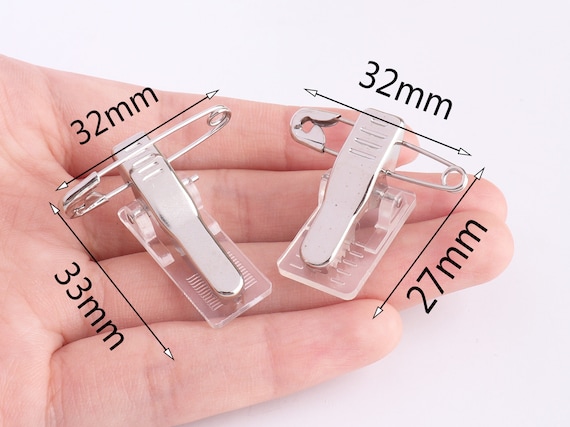 Clip Badge Holder Clip Suspender Clips Transparent Plastic Clips Pin Clips  for ID Card 27/33mm 20pcs 