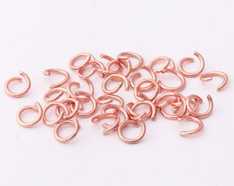 100pcs 8mm*1mm Rose Gold Open Jump Rings Heavy jump rings Assorted jump rings Jumprings Connector