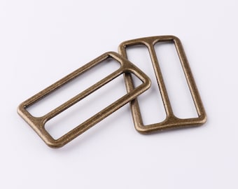 6pcs 50mm Bronze buckle Slide Buckle suspender adjustable slide buckle slide adjusters Strap buckle