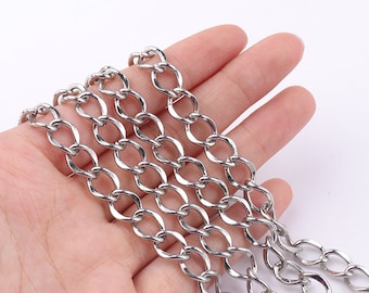 Curb Chains 8mm(w)*11mm(l) Silver Chains Links Chain Twisted Chain Jewelry Chains Cable Chain Findings By The Foot