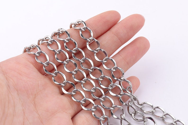 *11mm Silver Chains Links Chain Twisted Chain Jewelry Chains Cable Chain Findings By The Foot l w Curb Chains 8mm