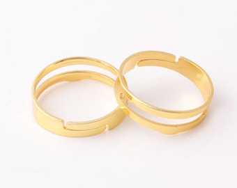 Gold rings 10pcs Adjustable Ring Blank 3/4"(18mm) jewelry rings adjustable rings blanks rings DIY Ring base for jewelry making rings