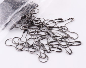 Épingles de sécurité Stitch Markers, Crochet Safety Pins Bulb Pins tricoter Pin Removable Stitch Markers Gunmetal 100/500pcs