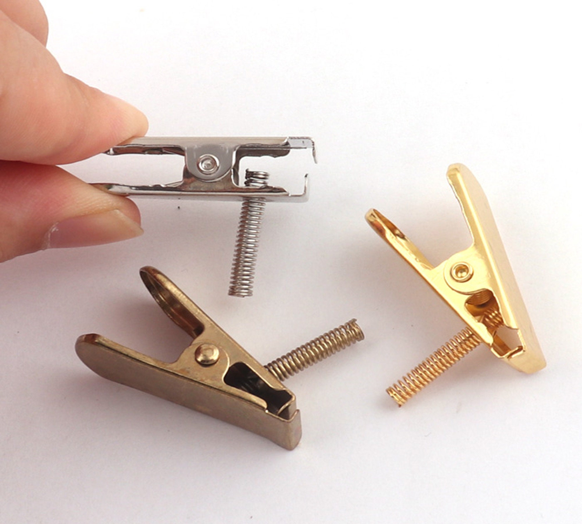 10-50pcs Silver/gold/antique Bronze Spring Clips Metal Spring Clips ...