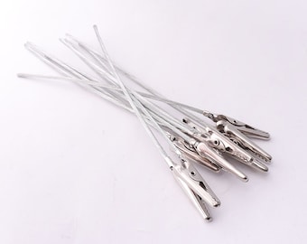 10pcs Silver clips with teeth Clamps metal clips Single Prong  Clips