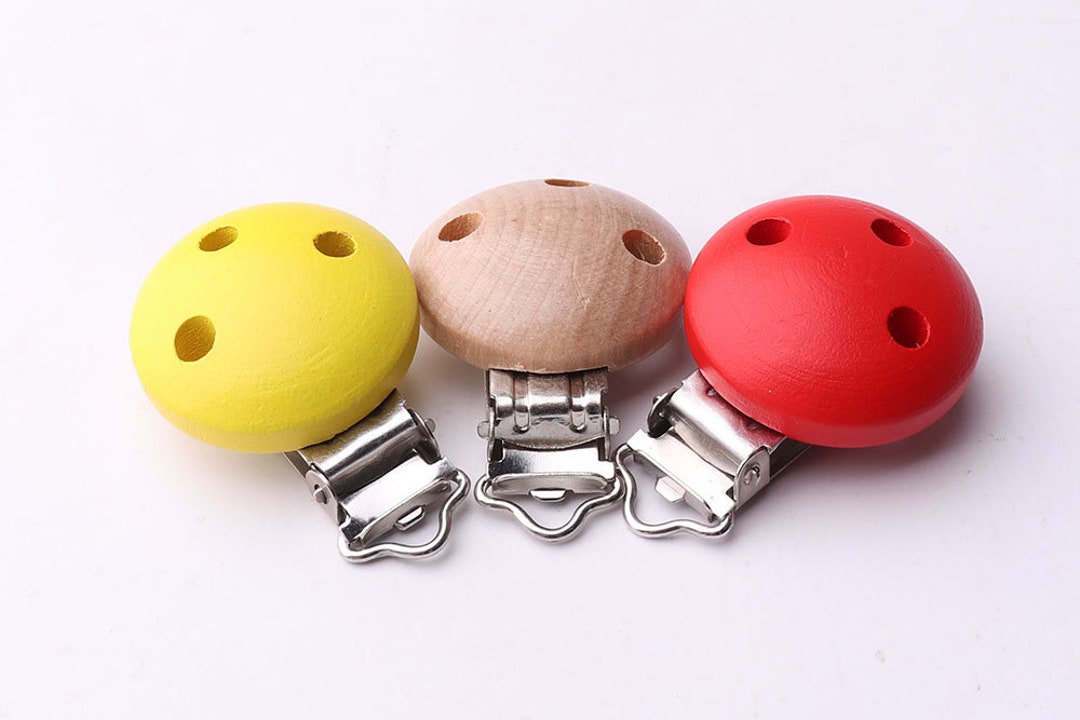 6pcs Wooden Pacifier Clip Suspender Clips Bib Holder Clips Baby