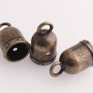 Tassel Caps End Caps Cap with Loop Leather Cord End Caps Tip Findings Barrel Caps Jewelry Making 13mm inner Bronze 10pcs
