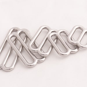 Slide Buckle Rectangular Strap Adjuster Belt Buckle Center Bar Buckle Purse Making Hardware Silver 8pcs