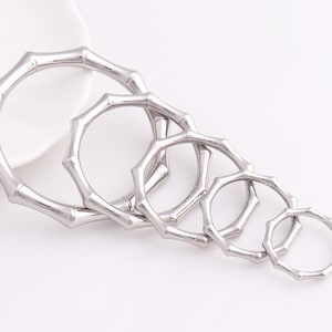 4pcs O Rings Bamboo Rings Round Loop Rings Purse Ring Buckle Strap Connector Rings Silver Optional size