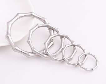 4pcs O Rings Bamboo Rings Round Loop Rings Purse Ring Buckle Strap Connector Rings Silver Optional size