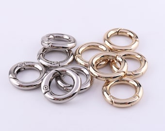 Mini fjäderring Rund fjäderkrok O-ring Snäpplås Tryckring för nyckelring/handväska Silver/brons guld 18*11 mm 20 st