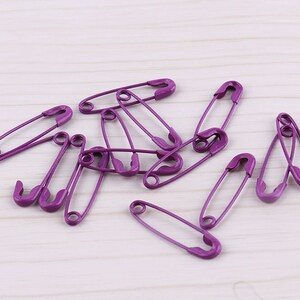 200pcs Purple Safety Pins 19mm safety pin brooch pin small pin metal safety pin